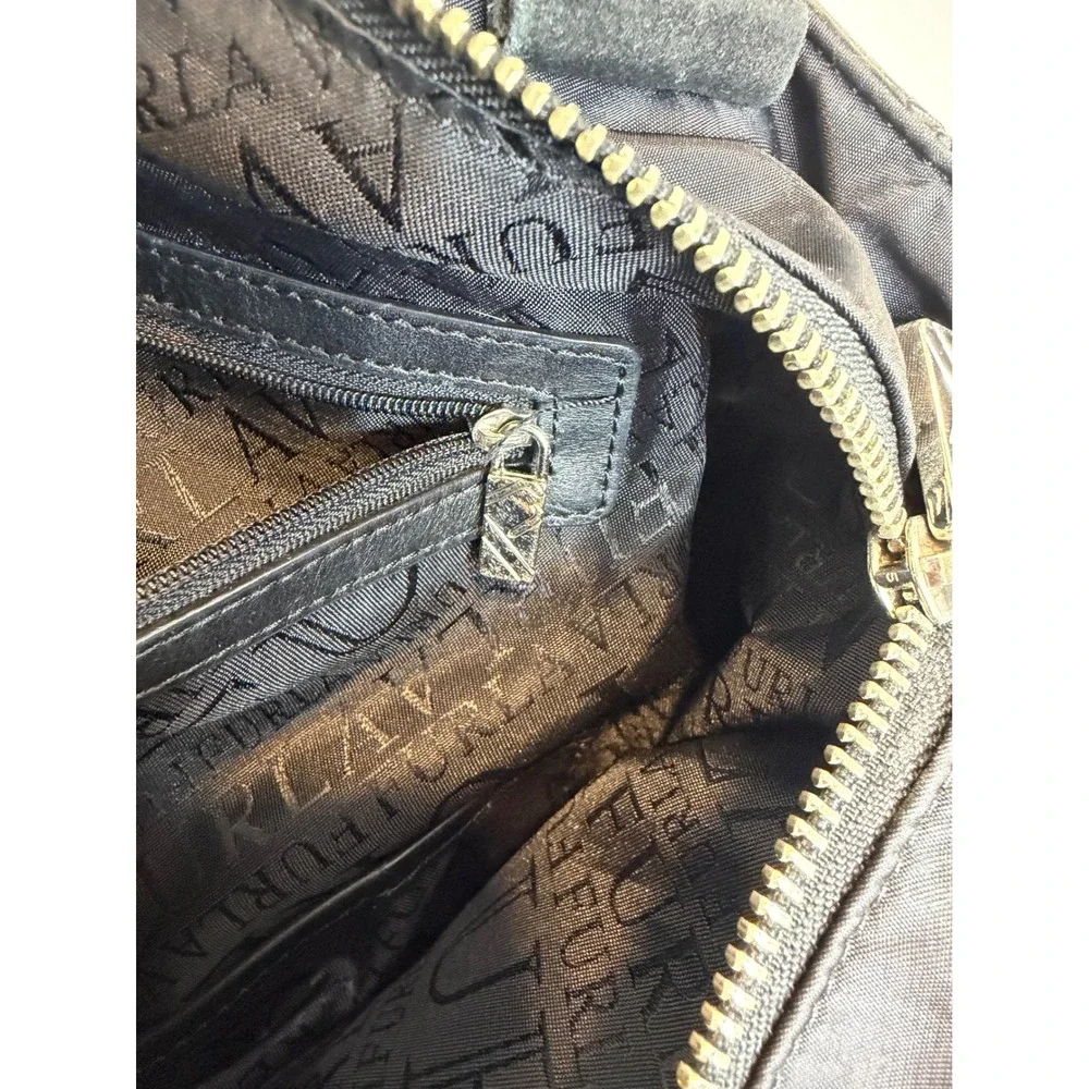 Furla Black Nylon Leather Trim Tote‎ Bag Silver Hardware Vintage Bag